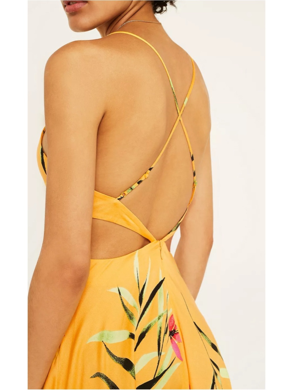 •SOLD• Urban Outfitters Yellow Tropical Floral Print Cut Out Mini Dress - Picture 4 of 16